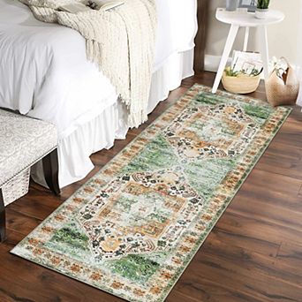 lxt-Area Rugs Vintage Area Rug Washable Non Slip Backing Rug Carpet for Living Room