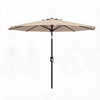 9FT Outdoor Patio Umbrella Market Parasol with 8 Sturdy Ribs, UV Protection, Without Light