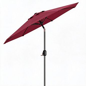 9FT Outdoor Patio Umbrella Market Parasol with 8 Sturdy Ribs, UV Protection, Without Light