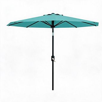 9FT Outdoor Patio Umbrella Market Parasol with 8 Sturdy Ribs, UV Protection, Without Light