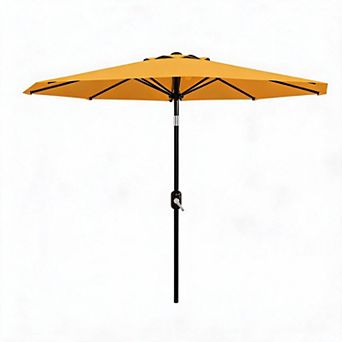9FT Outdoor Patio Umbrella Market Parasol with 8 Sturdy Ribs, UV Protection, Without Light