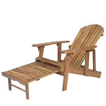 KWPZQEB Adirondack Chair with Footrest, Acacia Wood Frame Leisure Chair for Ourdoor