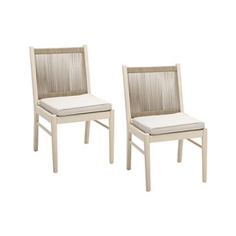 KWPZQEB Wood Frame Dining Room Set of 2, Armchair with Woven Rope Detailing for Outdoor, Indoor