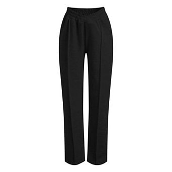 Women's High Waist Elastic Waistband Wide Leg Pants Side Stripe Casual Soft Lounge Trousers