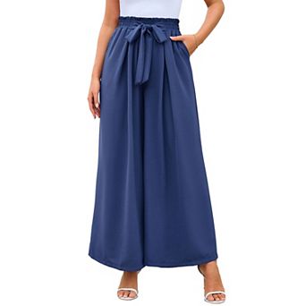Women's High Waisted Wide Leg Pants Flowy Loose Lounge Pants with Pockets