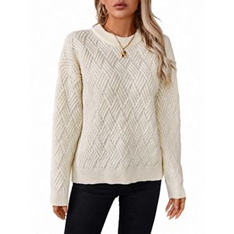 Women's Crew Neck Long Sleeve Classic Pullover Knit Sweater