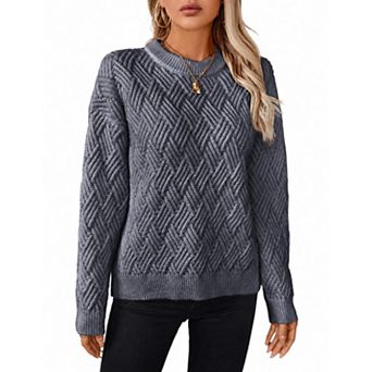 Women's Crew Neck Long Sleeve Classic Pullover Knit Sweater