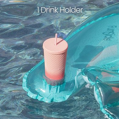 Funsicle Chill-Out Chair, 4ft Inflatable Pool Float with Cup Holder, Blue, Age 14 & up