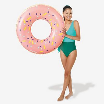 Funsicle Pink Donut FunTube, 31” Inflatable Pool Float, Repair Patch, Age 9 and up