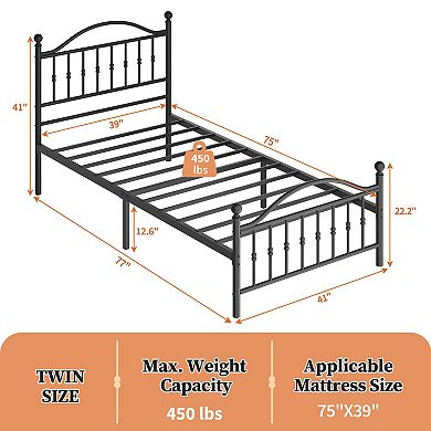 Sturdy Metal Platform Bed Frame with Headboard Stable Construction, Noise-Free, Easy Assembly