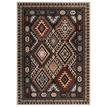 Washable Bohe Geometric Area Rug Modern Rustic Style, Easy-Clean, Non-Shedding Carpet