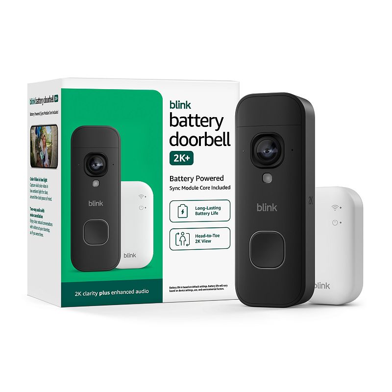 Blink Battery Doorbell 2K with Wireless Video & Enhanced Audio, Black
