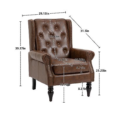 Merax PU Leather Upholstered Accent Chair with Solid Wood Frame & Rubber Wood Legs, Modern Leisure A