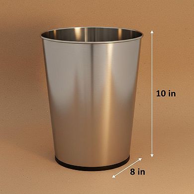 Stainless Steel Small Round Open Top Trash Can Durable Stylish Space-Saving Waste Disposal Container