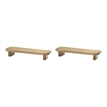 HomeRoots Set of Two Natural Solid Wood Riser Trinket Trays