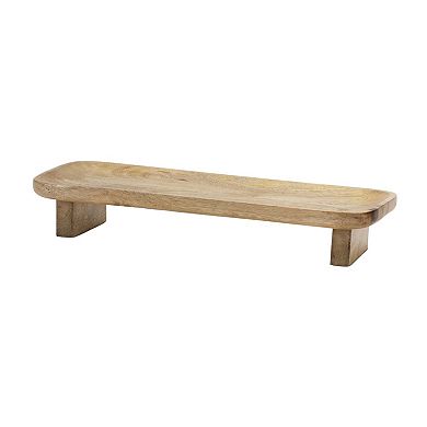 HomeRoots Set of Two Natural Solid Wood Riser Trinket Trays