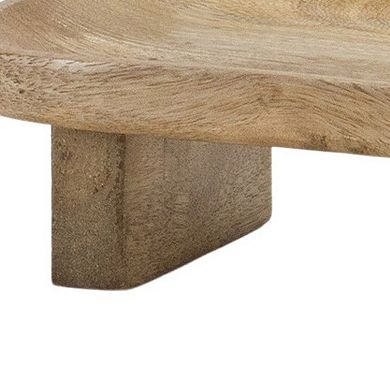 HomeRoots Set of Two Natural Solid Wood Riser Trinket Trays