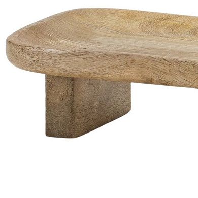 HomeRoots Set of Two Natural Solid Wood Riser Trinket Trays