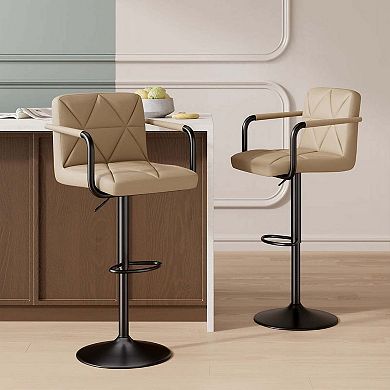 Leather Swivel Bar Stools Set of 2