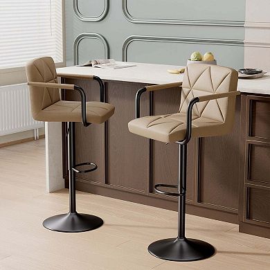 Leather Swivel Bar Stools Set of 2