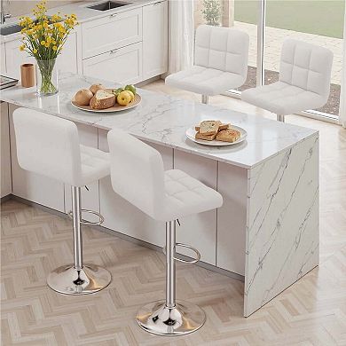 Leather Swivel Bar Stools Set of 2