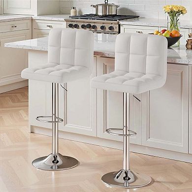 Leather Swivel Bar Stools Set of 2