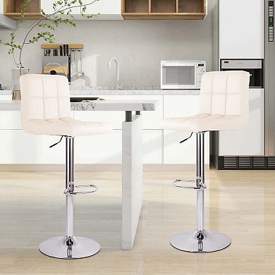 Leather Swivel Bar Stools Set of 2