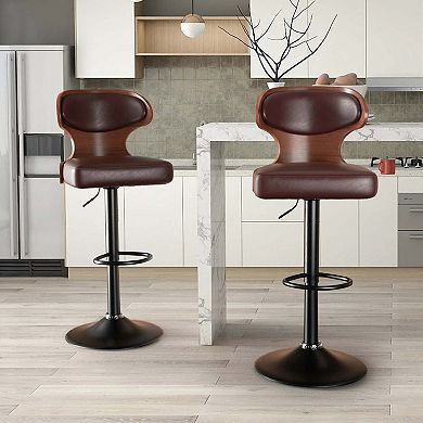 Dual Color PU Leather Bar Stool Set of 2