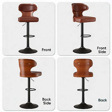 Dual Color PU Leather Bar Stool Set of 2