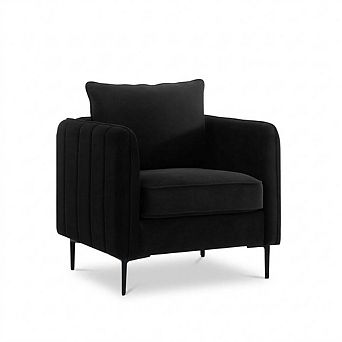 Envelor Mid-Century Modern Velvet Accent Armchair with Lumbar Pillow