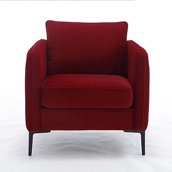 Envelor Mid-Century Modern Velvet Accent Armchair with Lumbar Pillow