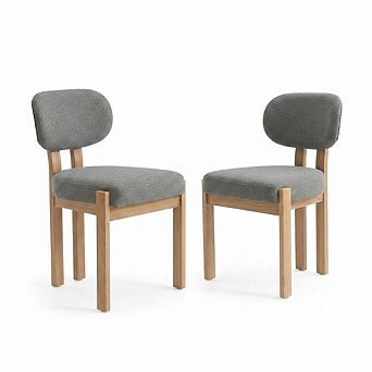 Envelor Farmhouse Chenille Upholstered Cane Leg Dining Chair, Set of 2