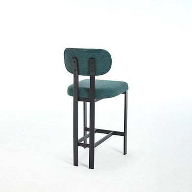 Envelor Counter Height Upholstered Chenille Bar Stool with Metal Legs, Set of 2