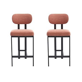 Envelor Counter Height Upholstered Chenille Bar Stool with Metal Legs, Set of 2