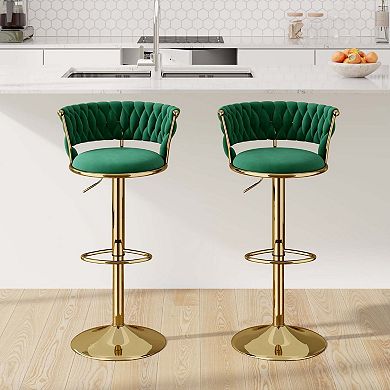 Leather Swivel Bar Stools Set of 2