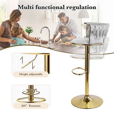 Leather Swivel Bar Stools Set of 2