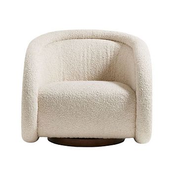 Envelor Modern Round Teddy Boucle 360° Swivel Barrel Accent Chair