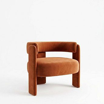 Envelor Modern Velvet Wingback Accent Armchair