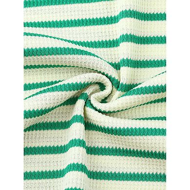 Women's Pajama Set Stripe Top and Shorts Set 2 Pcs Cap Sleeve Vocation Matching Outfits with Pockets