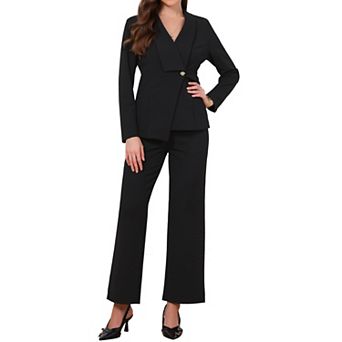 Pant Suits for Women Dressy 2 pc Set Lapel One Button Blazer Pants Set Business Casual Outfits