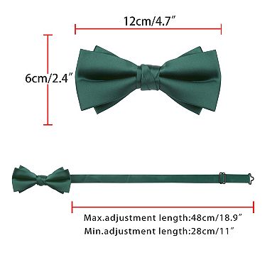 Men's Solid Color Layered Necktie Pre-tied Bow Ties for Party Wedding
