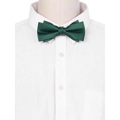 Men's Solid Color Layered Necktie Pre-tied Bow Ties for Party Wedding