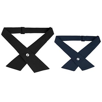 Women's Adjustable Size Bowtie School Uniform Pre Tied Criss-Cross Bow Ties 2 pc