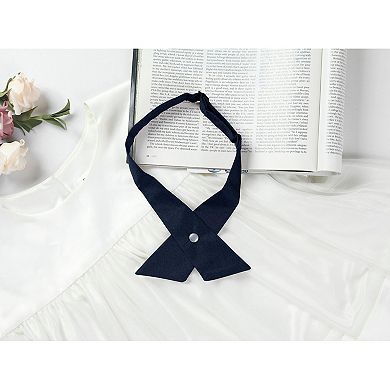 Women's Adjustable Size Bowtie School Uniform Pre Tied Criss-Cross Bow Ties 2 Pcs