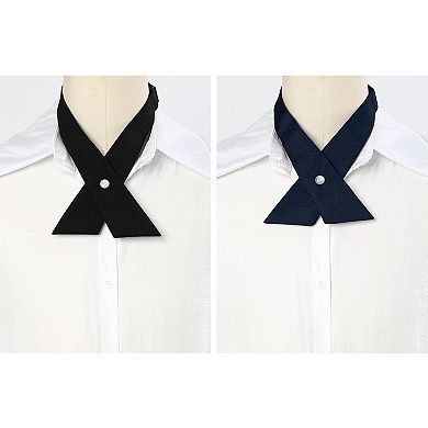 Women's Adjustable Size Bowtie School Uniform Pre Tied Criss-Cross Bow Ties 2 Pcs