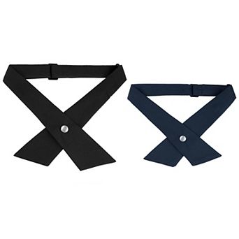 Women's Adjustable Size Bowtie School Uniform Pre Tied Criss-Cross Bow Ties 2 pc