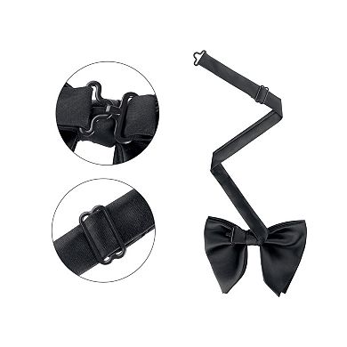 Men's Pre-tied Solid Color Satin Bowtie Adjustable Neck Bow Ties for Elegant Wedding