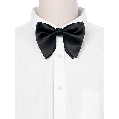 Men's Pre-tied Solid Color Satin Bowtie Adjustable Neck Bow Ties for Elegant Wedding