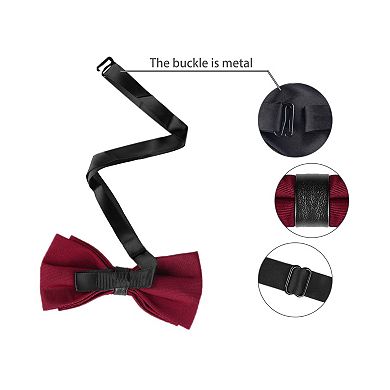 Men's Bow Ties Solid Layered Adjustable Straps Pre-Tied for Formal