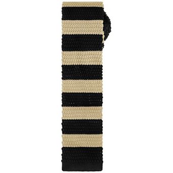Men's Knitted Tie Stripe Square End Neck Colorful Skinny Knit Tie for Business